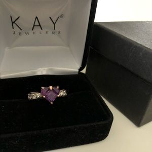 Amethyst Heart Ring 925 12CZ